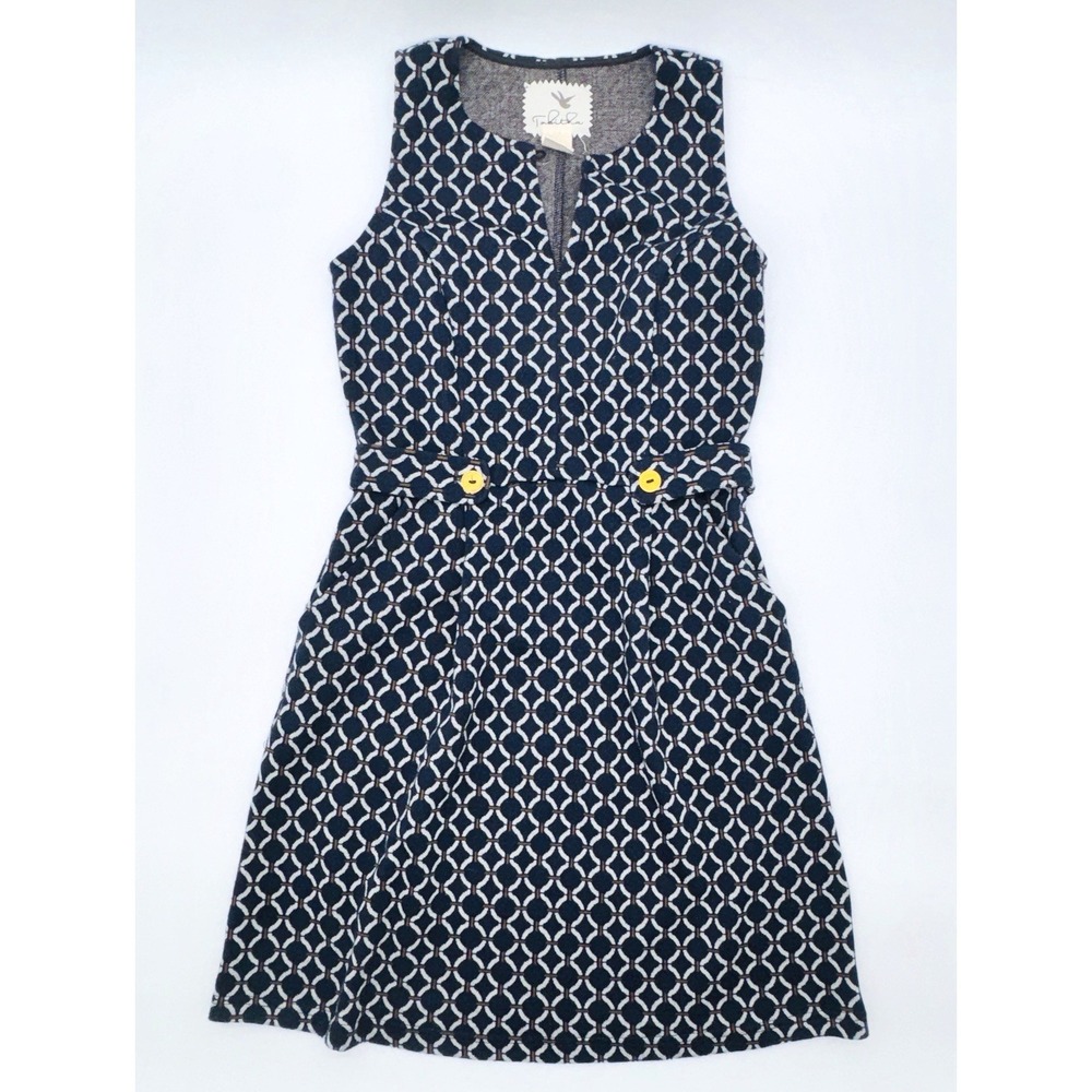 ANTHROPOLOGIE TABITHA Lorel Geometric Sleeveless Retro Dress Blue Women's Sz 2